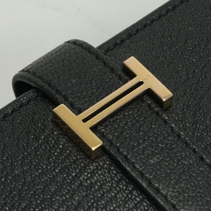 Hermes Bearn Mini Coin Purse Card Case Chevre Misor Noir Black Gold — view 7