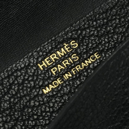 Hermes Bearn Mini Coin Purse Card Case Chevre Misor Noir Black Gold — view 8