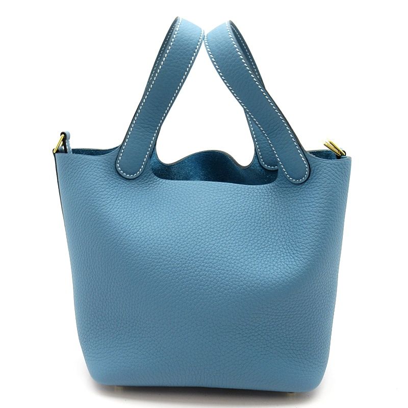 Hermes Picotin Lock PM Taurillon Clemence Handbag New Blue Jean — view 4