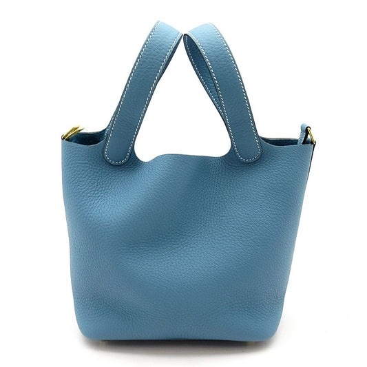 Hermes Picotin Lock PM Taurillon Clemence Handbag New Blue Jean
