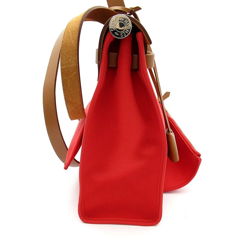 Hermes Herbag Zip 31 Toile Officier Vache Hunter Shoulder Bag Rose Extreme — view 4