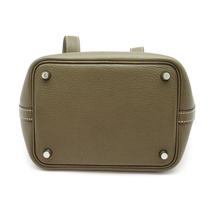 Hermes Picotin Lock PM Taurillon Clemence Handbag Etoupe — view 6