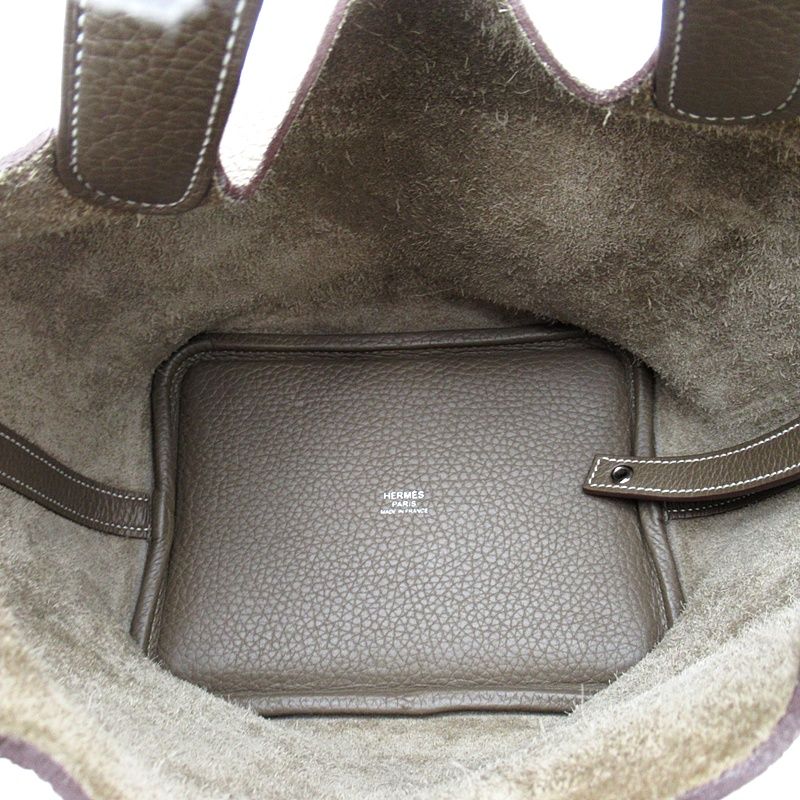 Hermes Picotin Lock PM Taurillon Clemence Handbag Etoupe — view 7
