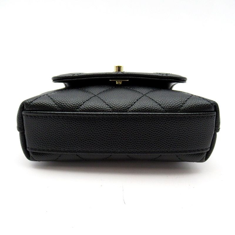 Chanel Quilted Coco Handle 11.5 Micro Chain Clutch Caviar Leather — view 5