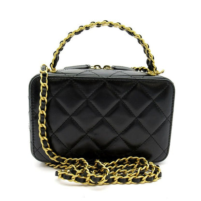 Chanel Quilted Vanity Mini Chain Shoulder Lambskin Bag Black — view 4