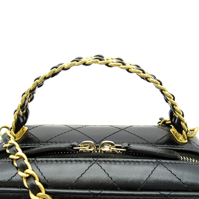 Chanel Quilted Vanity Mini Chain Shoulder Lambskin Bag Black — view 2
