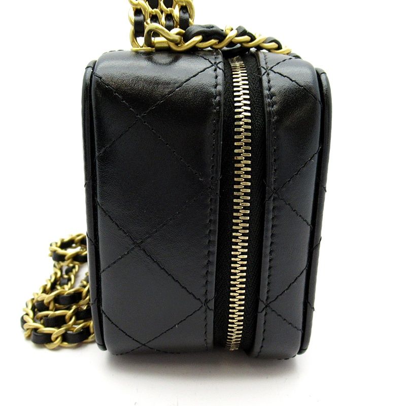 Chanel Quilted Vanity Mini Chain Shoulder Lambskin Bag Black — view 5