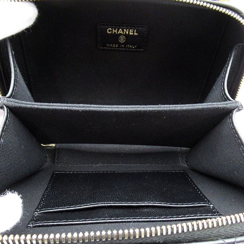 Chanel Quilted Vanity Mini Chain Shoulder Lambskin Bag Black — view 7