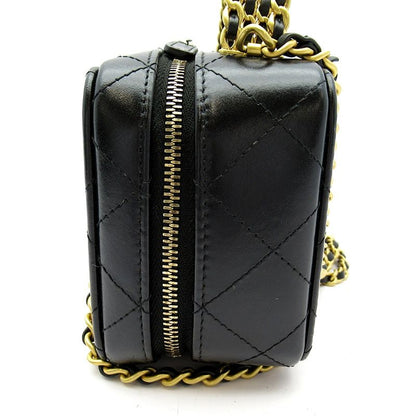 Chanel Quilted Vanity Mini Chain Shoulder Lambskin Bag Black — view 3