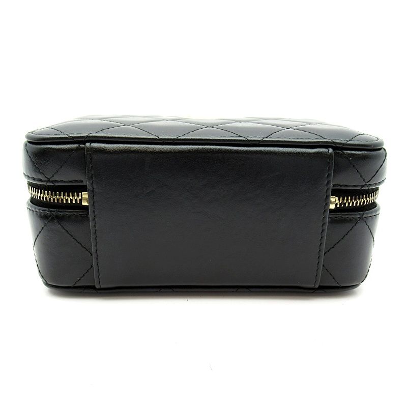 Chanel Quilted Vanity Mini Chain Shoulder Lambskin Bag Black — view 6