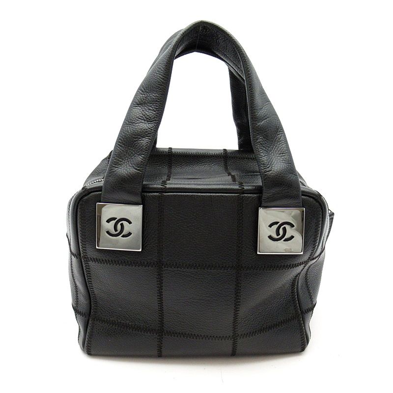 Chanel Choco Bar Line Mini Boston Bag Soft Caviar Leather Black — view 3