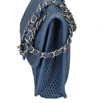 Chanel French Riviera Chain Shoulder Bag Perforated Leather Blue — view 2
