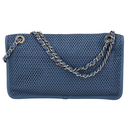 Chanel French Riviera Chain Shoulder Bag Perforated Leather Blue — view 3