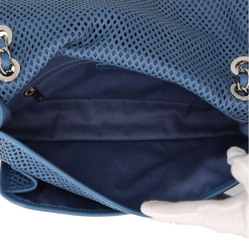 Chanel French Riviera Chain Shoulder Bag Perforated Leather Blue — view 6