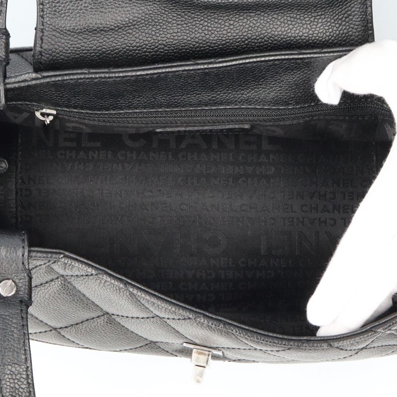 Chanel 2.55 Quilted Handbag Caviar Leather Black — view 7