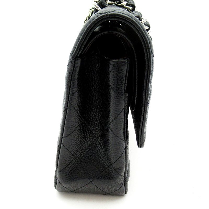 Chanel Quilted 25 Double Flap Caviar Leather Shoulder Bag Black — view 5