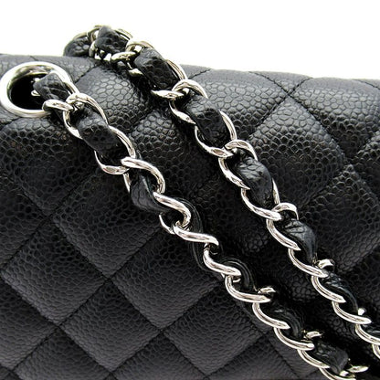 Chanel Quilted 25 Double Flap Caviar Leather Shoulder Bag Black — view 2