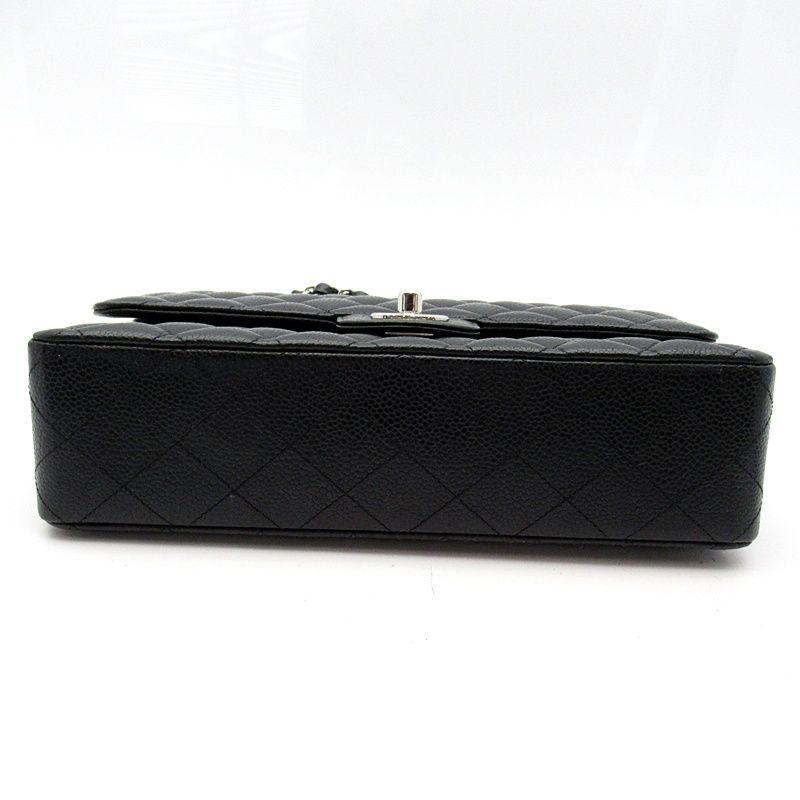 Chanel Quilted 25 Double Flap Caviar Leather Shoulder Bag Black — view 6