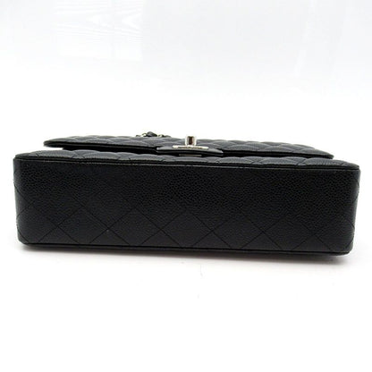 Chanel Quilted 25 Double Flap Caviar Leather Shoulder Bag Black — view 6