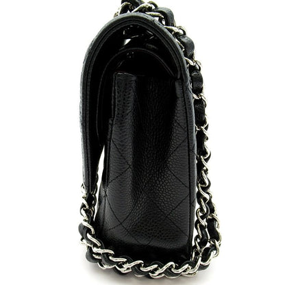 Chanel Quilted 25 Double Flap Caviar Leather Shoulder Bag Black — view 3