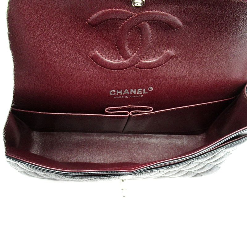 Chanel Quilted 25 Double Flap Caviar Leather Shoulder Bag Black — view 7