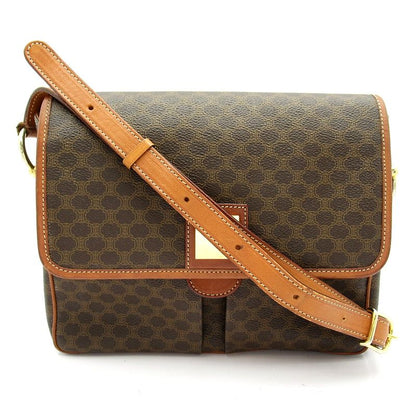 Celine Macadam Shoulder Bag Leather Brown