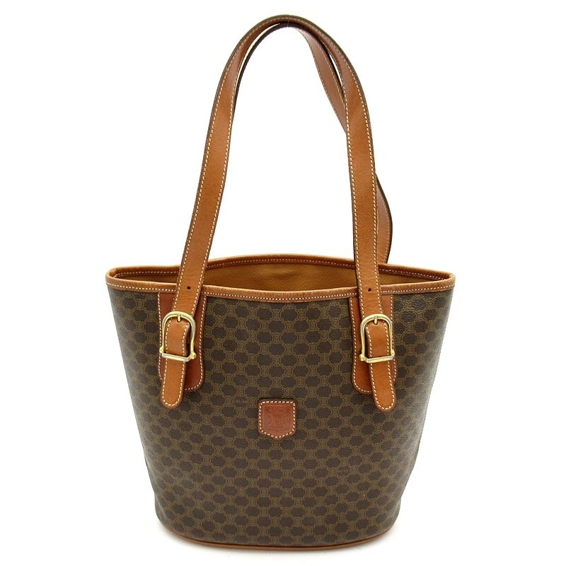 Celine Macadam Handbag Leather Brown