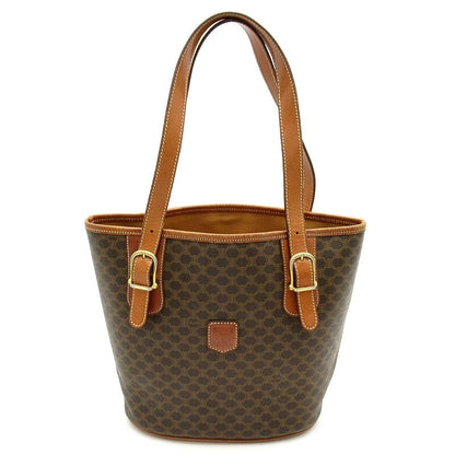 Celine Macadam Handbag Leather Brown