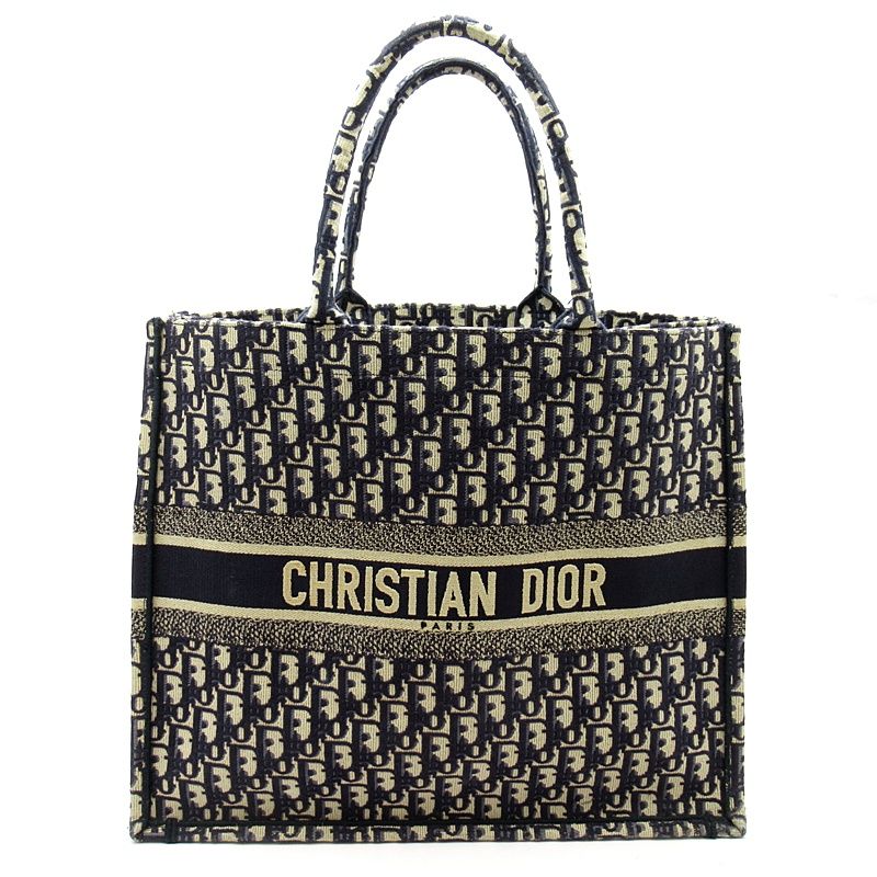Dior Oblique Book Tote Large Canvas Navy