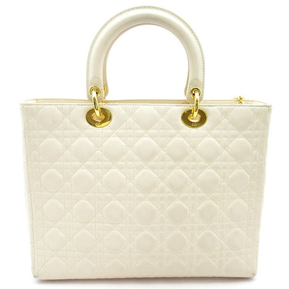 Dior Lady Dior Large Lambskin Shoulder Bag Ivory — view 4