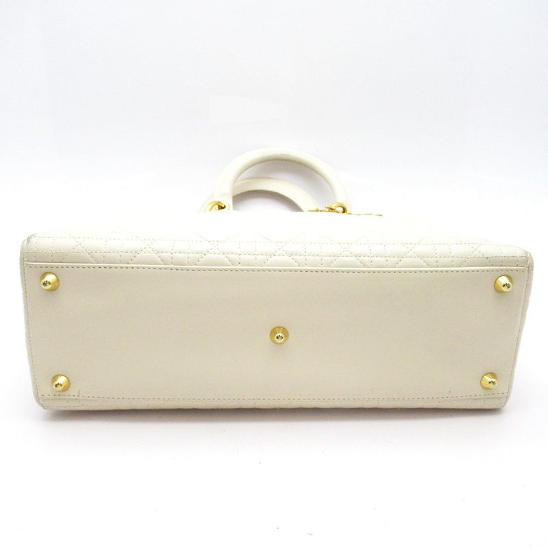 Dior Lady Dior Large Lambskin Shoulder Bag Ivory — view 6