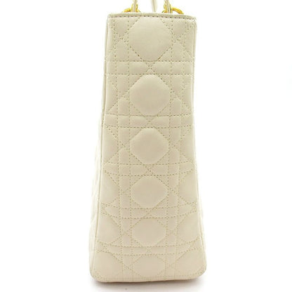 Dior Lady Dior Large Lambskin Shoulder Bag Ivory — view 5