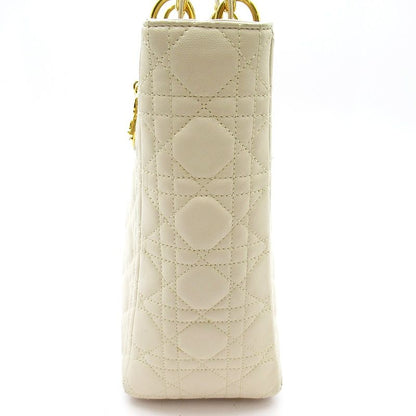 Dior Lady Dior Large Lambskin Shoulder Bag Ivory — view 3