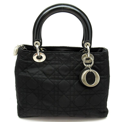 Dior Lady Dior 2-Way Nylon Shoulder Bag Black