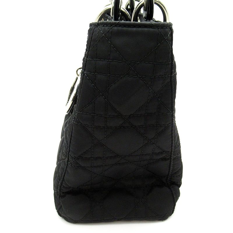 Dior Lady Dior 2-Way Nylon Shoulder Bag Black — view 3