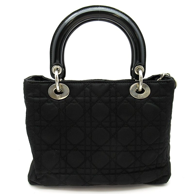 Dior Lady Dior 2-Way Nylon Shoulder Bag Black — view 4