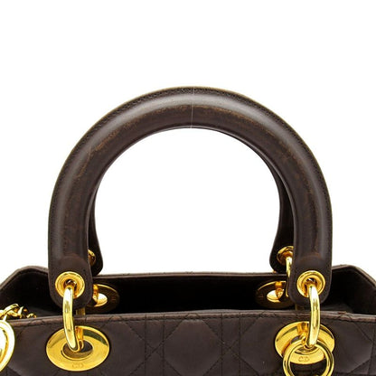 Dior Lady Dior Handbag Lambskin Brown — view 2