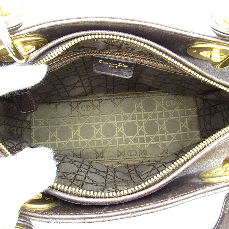 Dior Lady Dior Handbag Lambskin Brown — view 7
