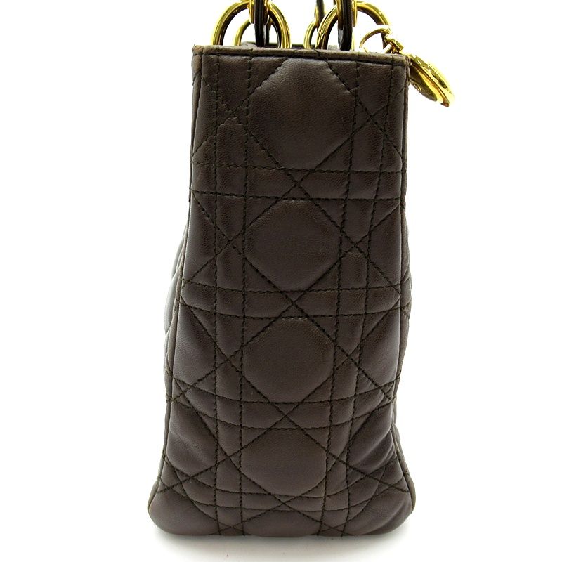 Dior Lady Dior Handbag Lambskin Brown — view 5