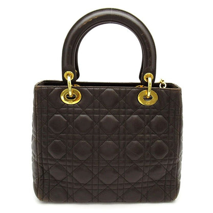 Dior Lady Dior Handbag Lambskin Brown — view 4