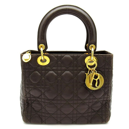 Dior Lady Dior Handbag Lambskin Brown