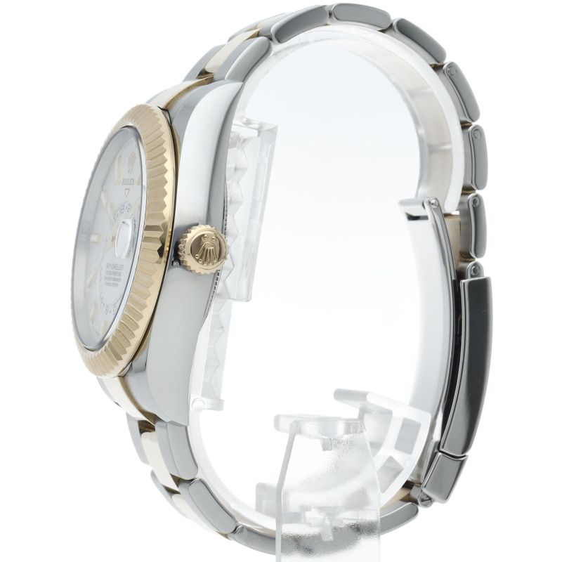 Rolex Sky Dweller Watch Oyster Box 18k Yellow Gold SS White Polished — view 3