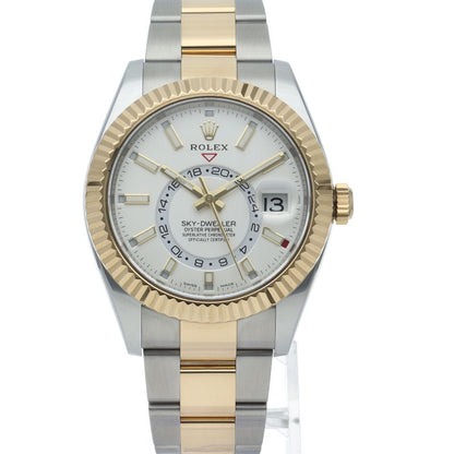 Rolex Sky Dweller Watch Oyster Box 18k Yellow Gold SS White Polished — view 2