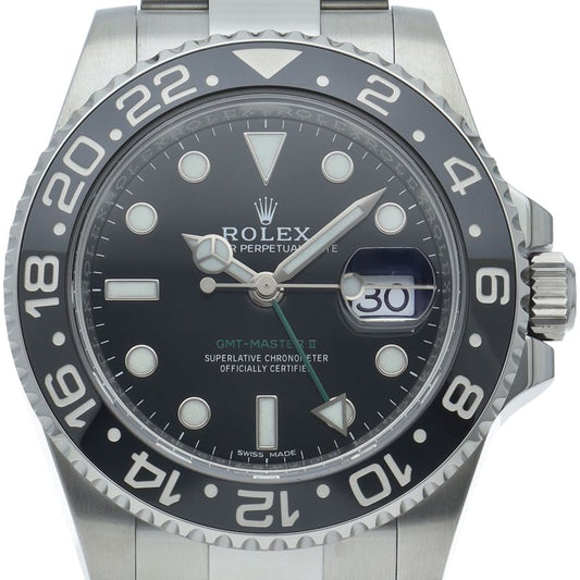 Rolex GMT Master 2 Watch Mirror Buckle OH Finished Box SS Black OH Finish