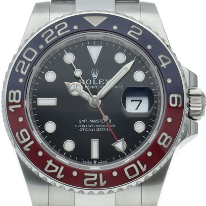 Rolex GMT Master 2 Watch Oyster Box SS Black Polished
