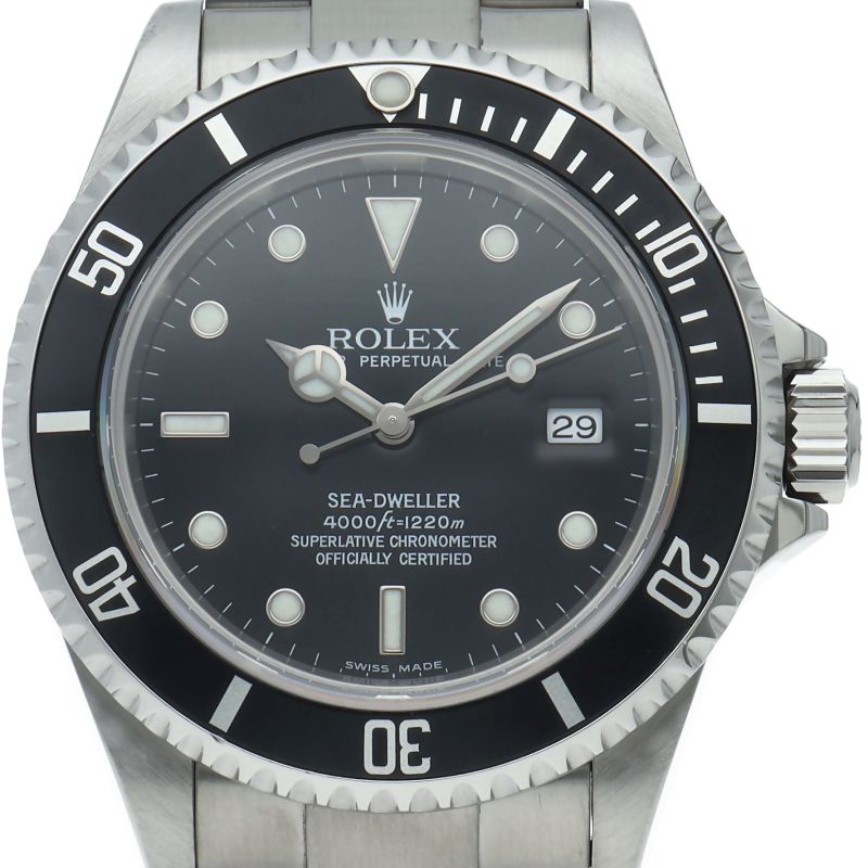 Rolex Sea Dweller Box SS Watch Black Polished