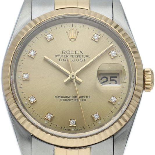 Rolex Datejust Watch Diamond OH Finished 18k Yellow Gold SS Champagne