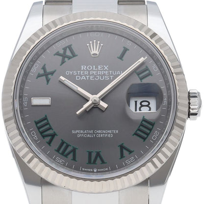 Rolex Datejust 36 Watch Oy Star Calf Troman Wimbledon Box 18k White Gold