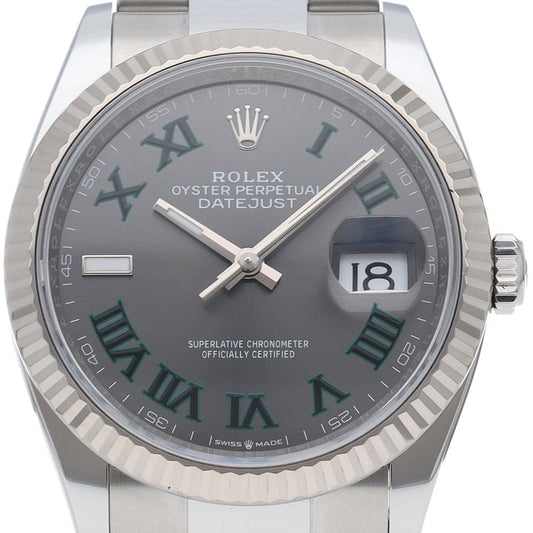 Rolex Datejust 36 Watch Oy Star Calf Troman Wimbledon Box 18k White Gold