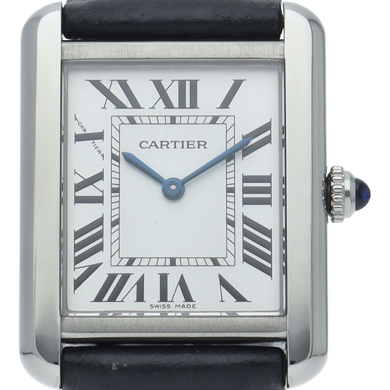 Cartier Tank Solo SM Watch SS Leather White Polished